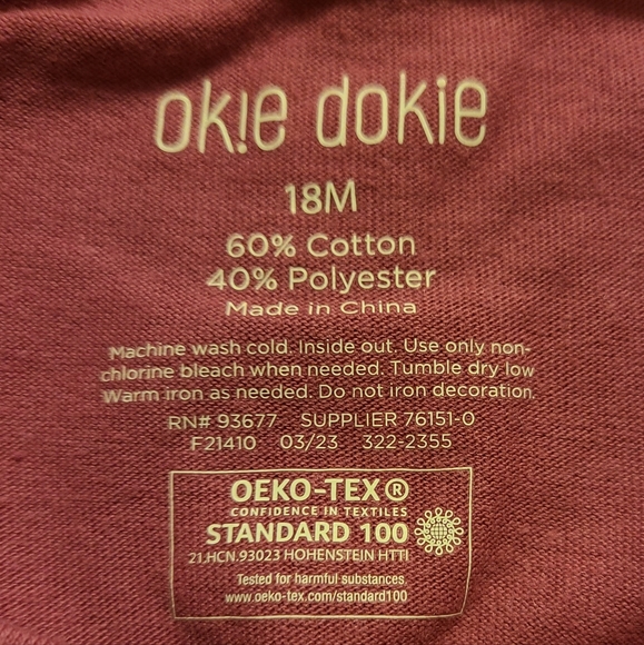 NWT Okie dokie 18M mauve bodysuit - Picture 3 of 7